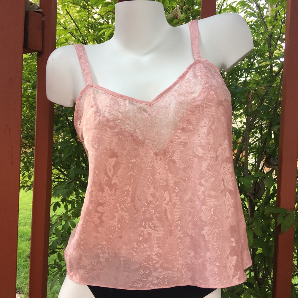 Vintage Victoria’s Secret Pink Floral Cami Medium Camisole Coquette Lace VS